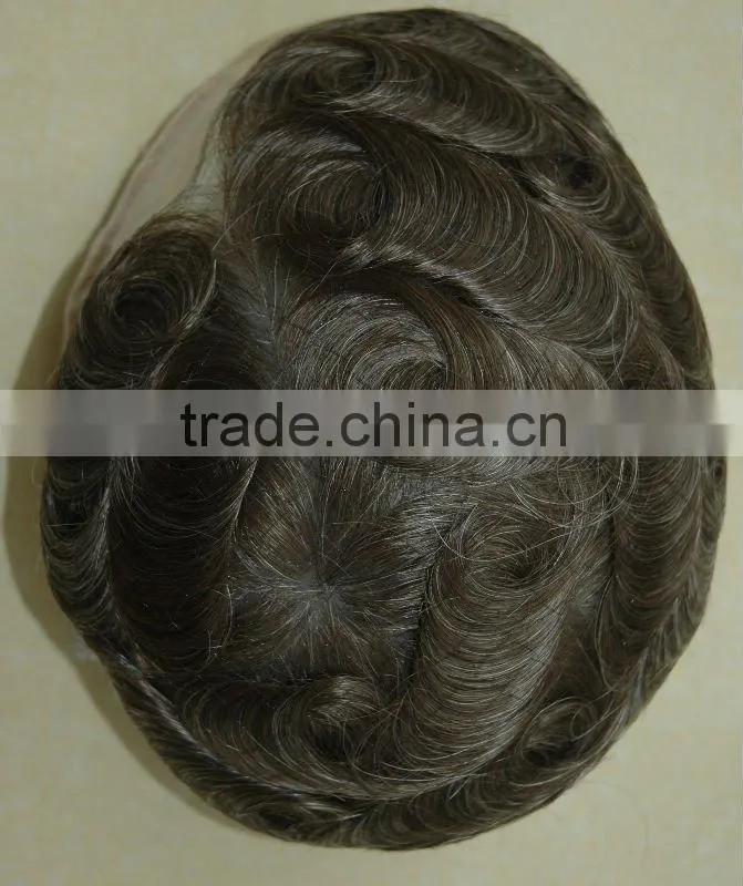 men's toupee piece-Super soft French Lace human hair men's toupee