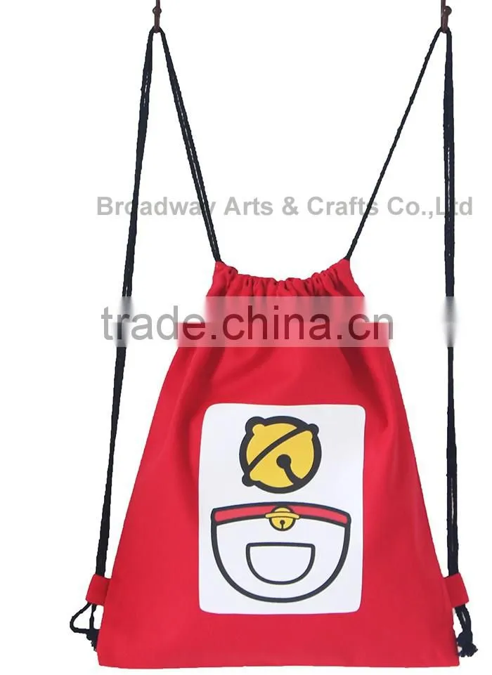 Canvas school bag drawstring backpack bag