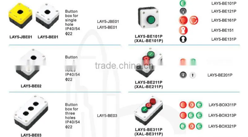 CE ROHS 22mm single hole push button control switch box IP40/54 LAY5-JBE01/XAL5-B01