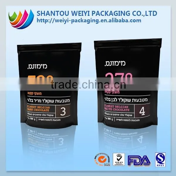 zip lock plastic stand up foil coffee bags with valve