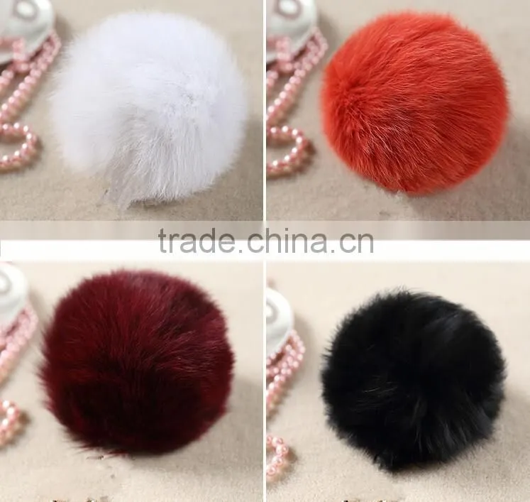 2016Colorful Dyed Customize Real Fox Fur Pom Poms / Pompom Keychain