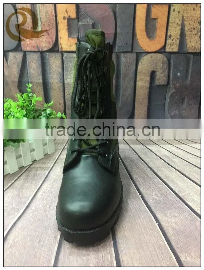 Genuine leather army green black safety jungle boots