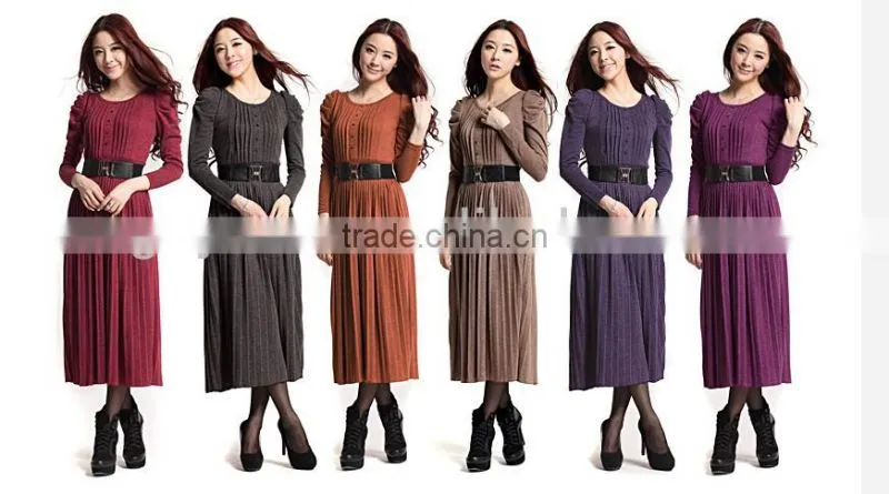 2014 chinese factory garment long sleeve loose women dress