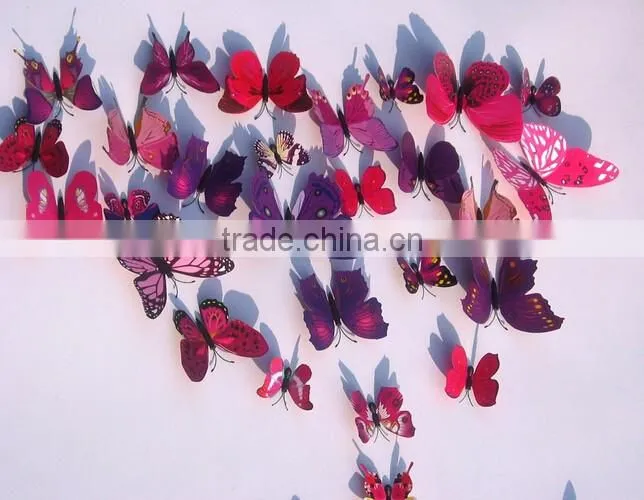 New 3D DIY 12PCS Multi-Color Butterfly Wall Sticker Home Wedding Room Art Decor