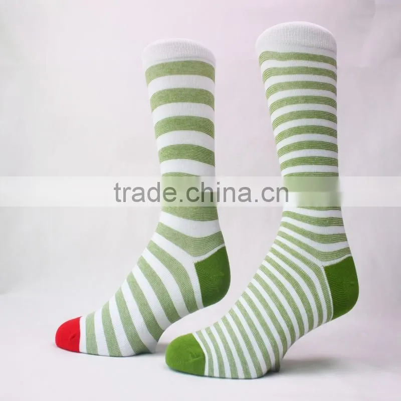 Colorful Thin Stripe Combed Cotton Knitting In Stock Dress Socks