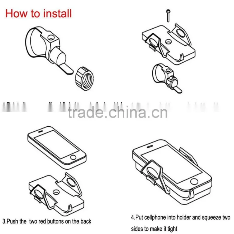 Universal Bike Bicycle Mobile Phone Handlebar Holder 53mm-83mm Adjustable Width with Cushion Mount Base for iPhone/Samsung/LG