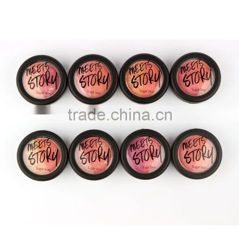 Sugar Box 2color/pcs Natural Face Blush Powder Blusher Palette Makeup with Mirror Brush blush