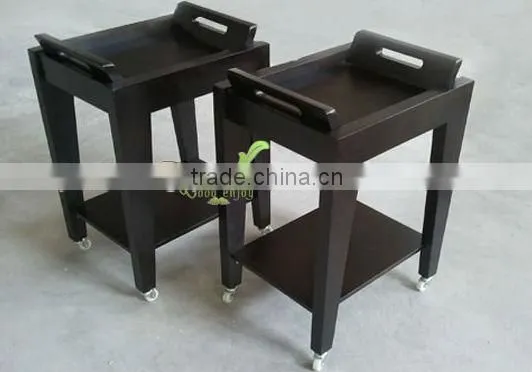 2016 Hot Sales Wooden Golden Tea Trolley Service Trolley&Room Service Trolley