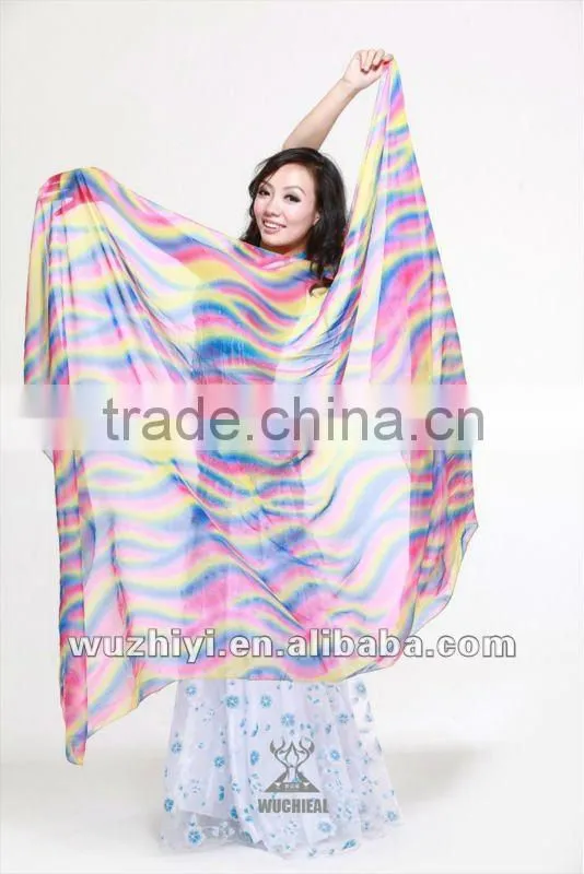 Wuchieal Silk Belly Dance Veil in Gradation Colors, Dance Accessory in Belly Dance Performance