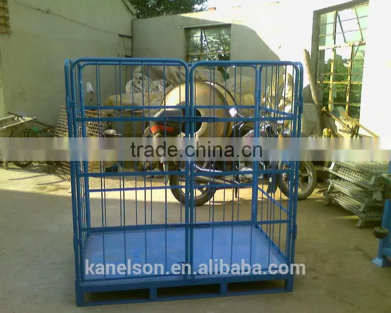 Collapsible logistic steel 4 sides folding trolley cargo