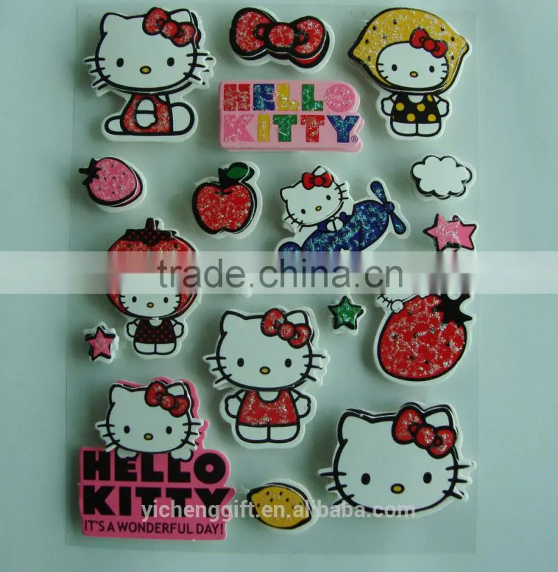 lovely 3D customized Handmade printing puffy Sticker