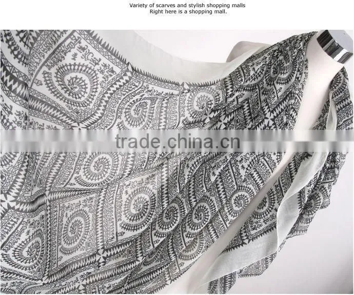 2014 hotsale 100% polyester printed woman scarf