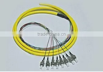 12 cores SM/MM bundle fan-out fiber optical pigtail with st connector,optical fiber st pigtails
