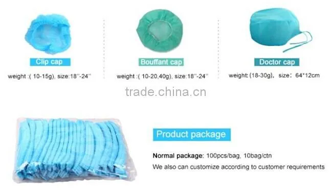 disposable single elastic non woven protective crimped mob cap
