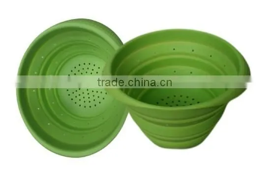Eco-friendly non-stick collapsible colander silicone strainer