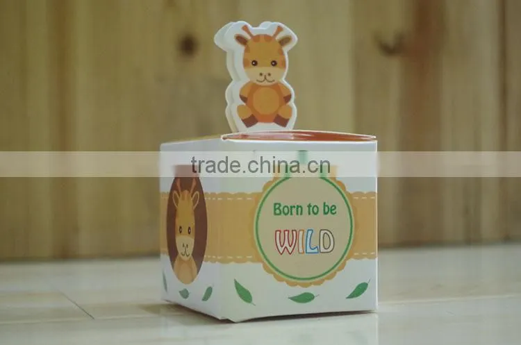 Lovely selva animals paper candy box for baby shower