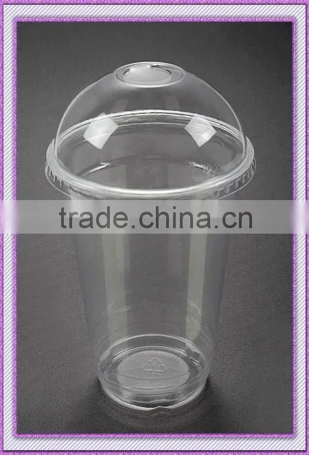 clear disposable 20oz cold beverage cup with lid