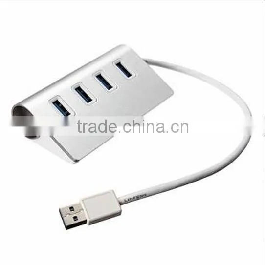 New Portable USB 3.0 4 Port Aluminum USB Splitter Hub With USB Cable