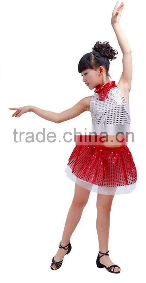 Children Girl Latin Dance Dress Yellow Red Rose Red Children Girl Latin Dance Dress