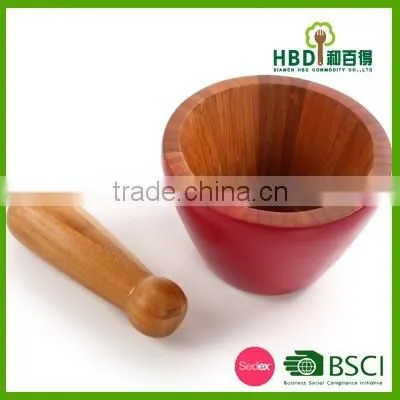 Hot new products for 2016 varnished Natural bamboo Mortar And Pestle,Cheap Mortar And Pestle,Kitchen Mortar And Pestle Set