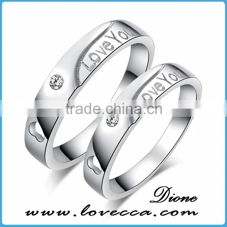 Fashion Design couple Engagement Ring 925 silver diamond ring