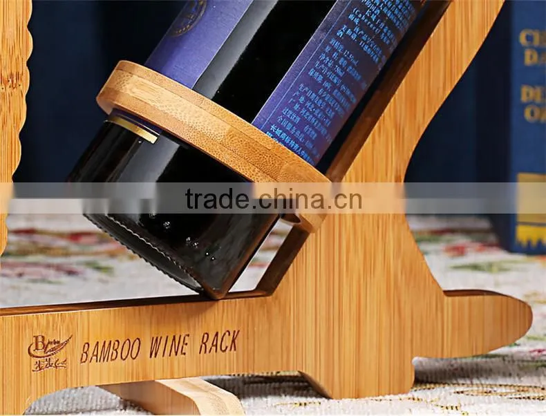 WR014/100% Bamboo Material Chinese Style Hot Sale Coco Shaped Folding Bamboo Wine Rack