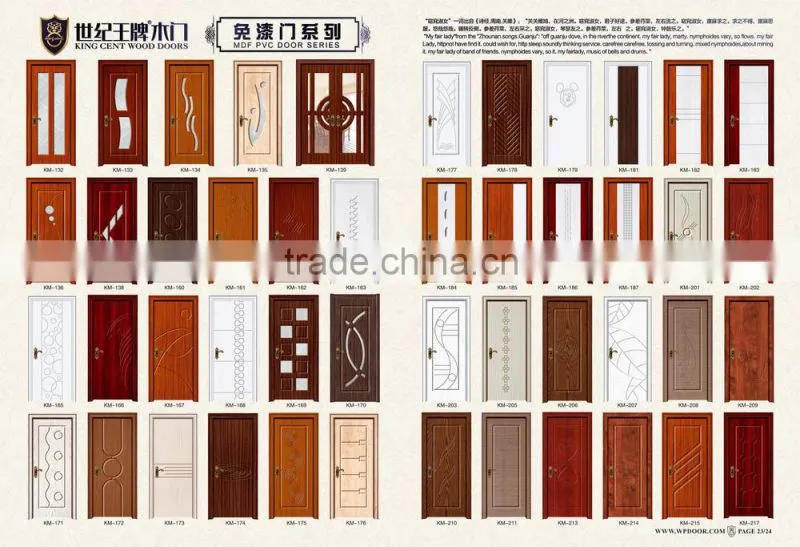 2015 new product single mdf room door design with handle