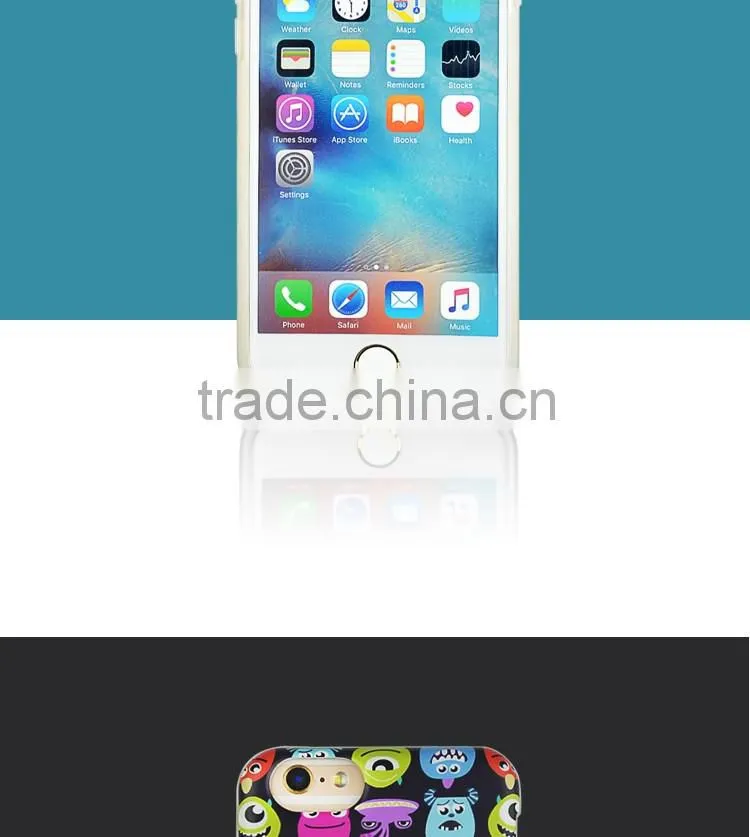 OEM Mobile Phone Accessories Colorful TPU+PET Soft Back Cover Shell Case for iPhone 6 6S Ultra Slim 1.2mm