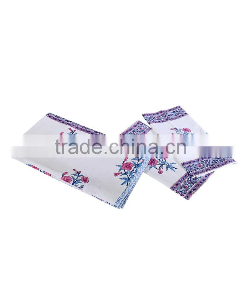 New Pattern Cotton Bed Sheet Flower Printed Hand Block Home Textile 100% Fabric Bed Sheet