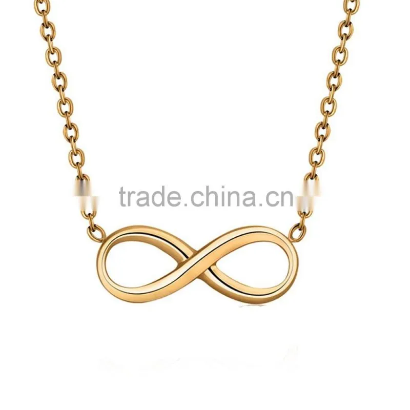 Friendship jewerly diamond for girls anti plating rose charms with clear rhinestone infinity shape gold necklaces(QD-101)