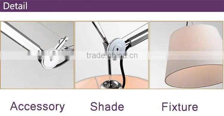 modern ceiling foldable stainless fabric shade desk lamp