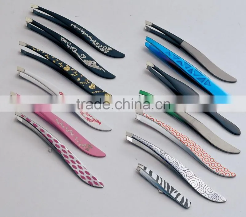 New Arrival Professional Painting Coating and Silk Screen eyebrow tweezer