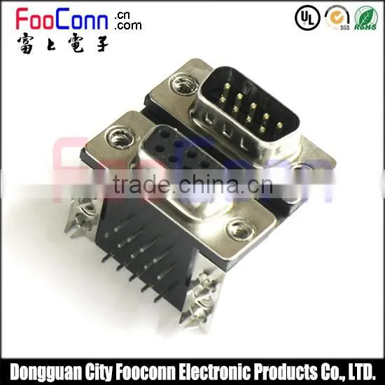 Good Price D-SUB Connector, 9 pin Right Angle Connector Dual Port