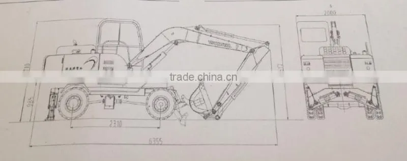 Wolwa DLS880-9A 8t Wheeled Hydraulic Excavator with Bucket