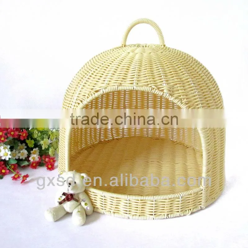 shangdi products oval shaped white rattan luxury dog bed