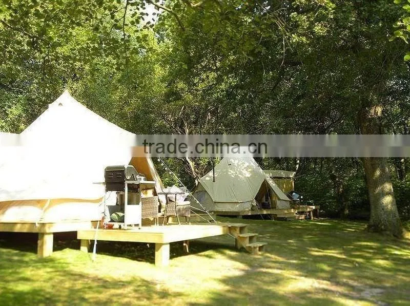 Beige Color Customized Tulip Bell Tents Camping Cotton Canvas Bell Tent
