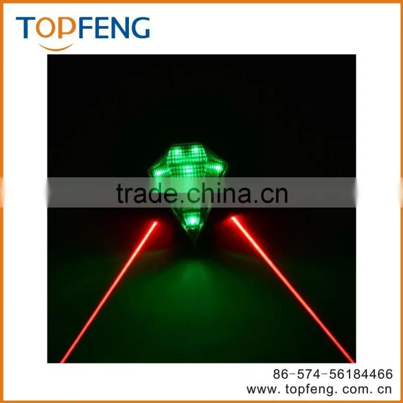 Canwelum Diamond shaped Rechargeable LED Bike Tail Light, Bicycle Tail Light, Rear Bike Light with Two line Laser Beams Used as