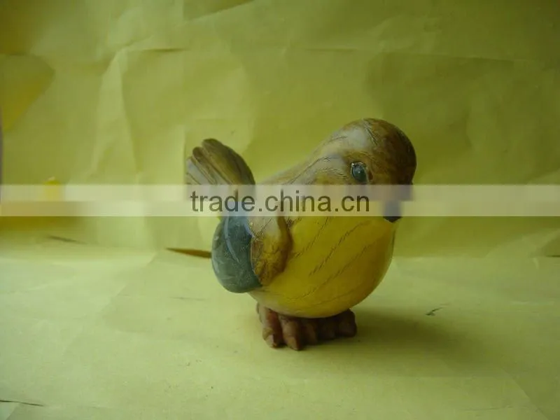Hand painted resin sculpture with standing-resin woman sculpture-clear resin statue-resin bird