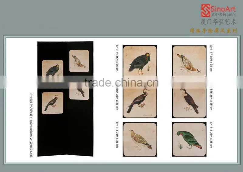 Hand-painted Tranditional Chinese Bird Art Screens