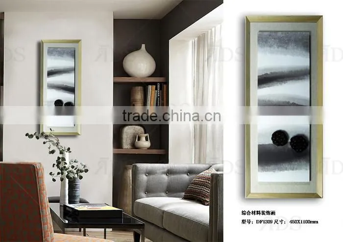 Frame handmade lotus pod water color canvas wall art for home decoration