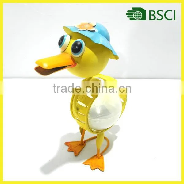 Metal lovely duck craft solar light parts for home and garden