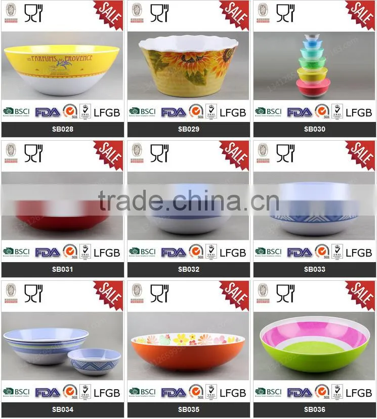 100% melamine high quality white solid color soup tureen bowls with wave design