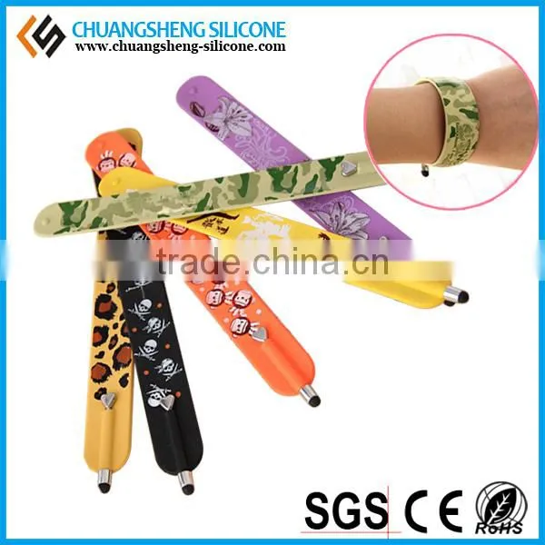 ad promotion gift mobile phone & tablet touch screen silicone stylus pen with slap band from China factory