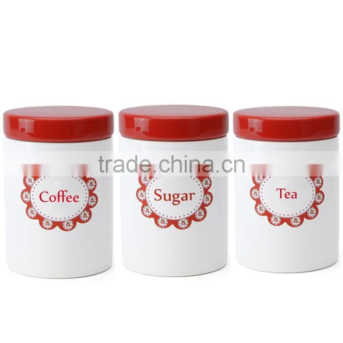 Set 3 Kithchen Tea Coffee Sugar Canisters