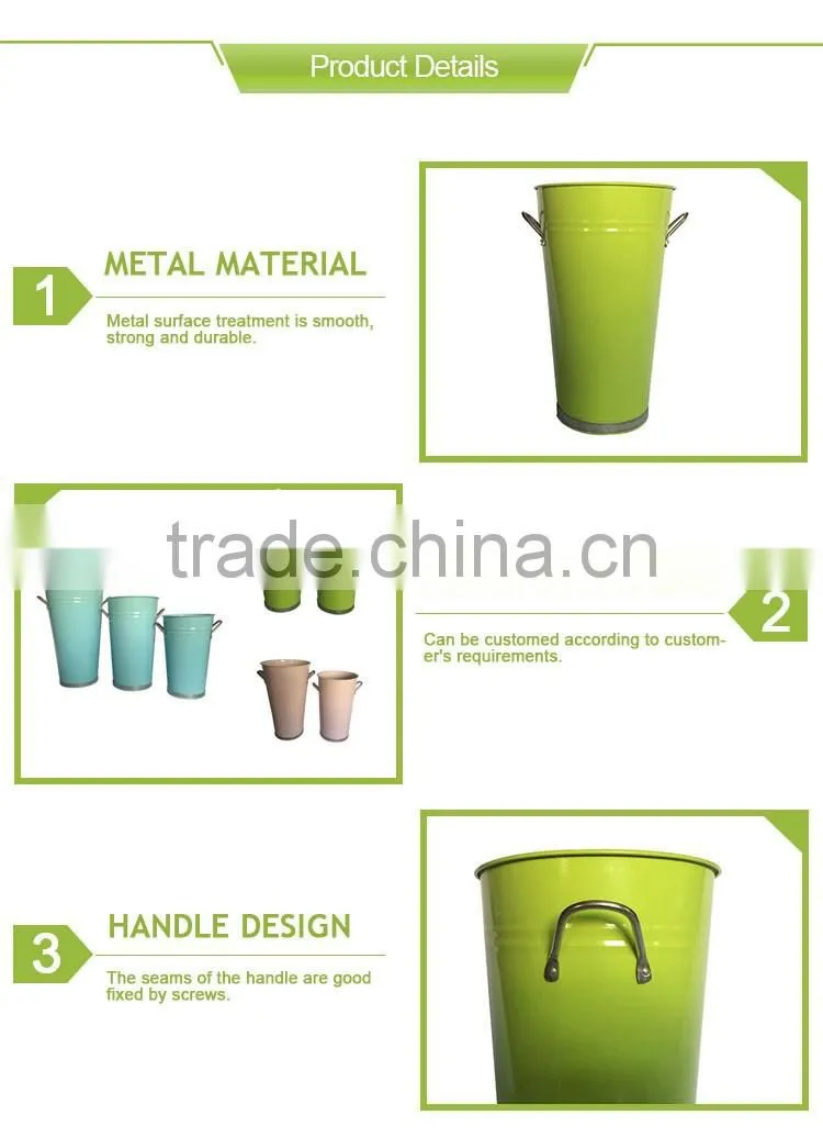 Galvanized zinc flower bucket for decor