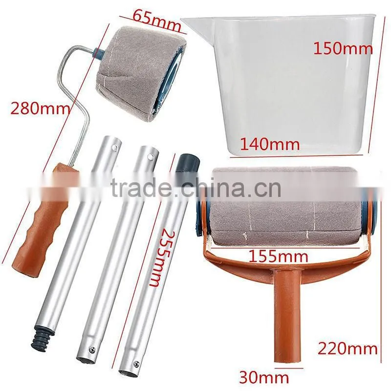 6Pcs/set Paint Roller Brush Handle Pro Flocked Edger Room Wall Painting Runner
