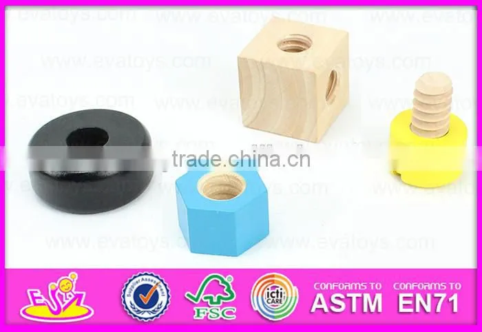 Amusing educational wooden screw assembly toy car for kids,Multipurpose Wooden Toy Screw Nut Combination for children W03C017
