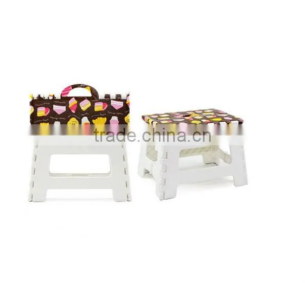 high quality grain patterns portable folding stool with water printing /plastic folding stool