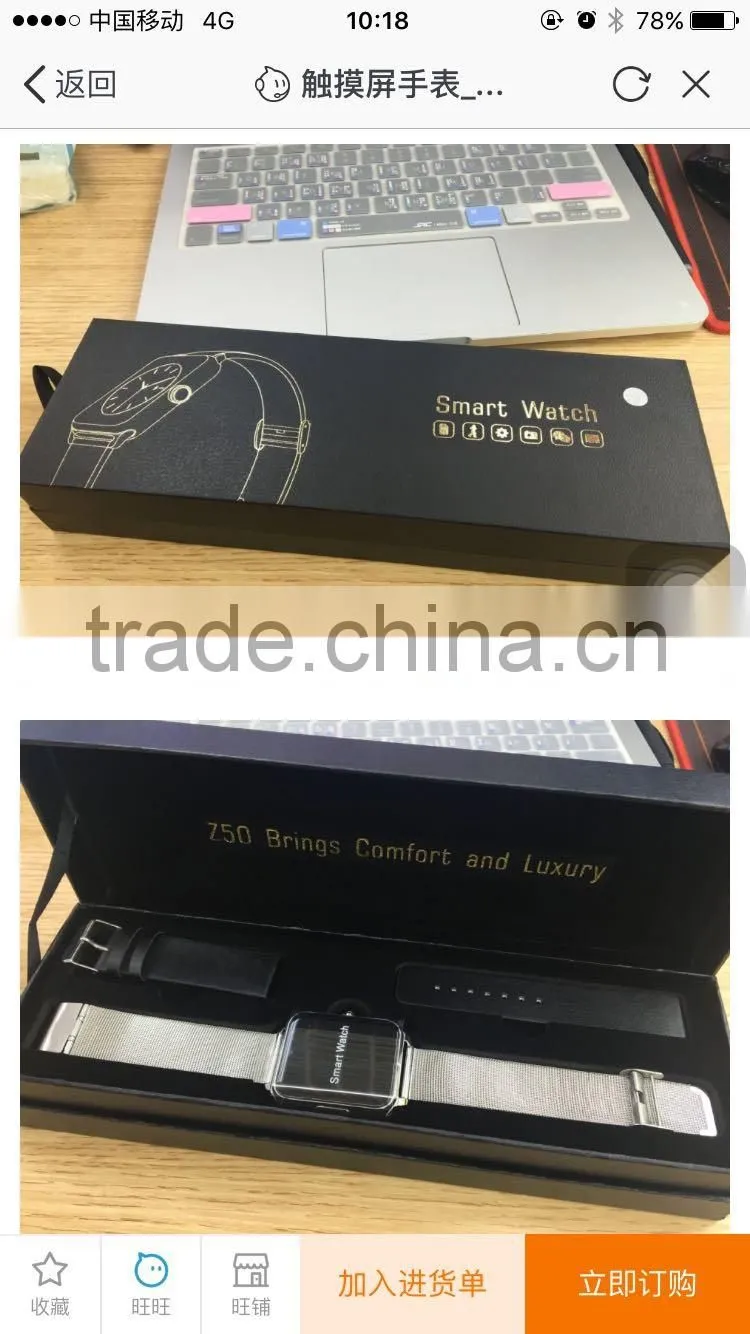 2017 hot OEM factory price waterproof touch screen luxury Bluetooth smart watch