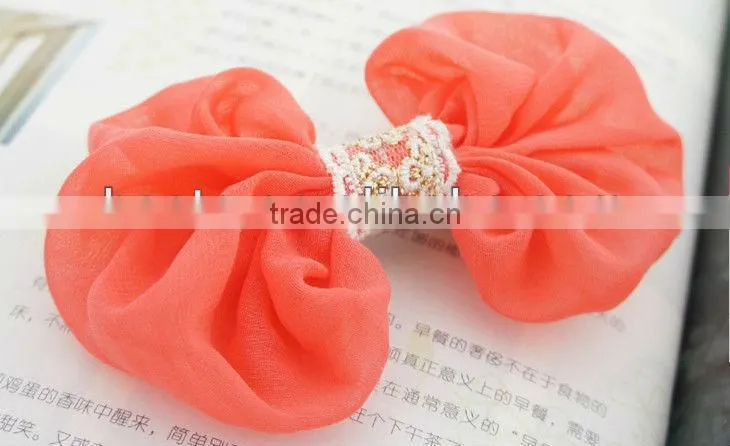 CF0714 Fancy handmade orange fabric hair bows accessories for women